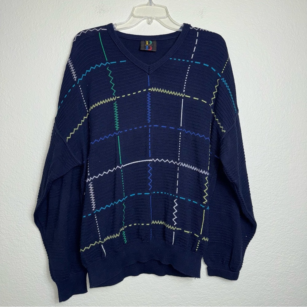 Baffo Men's Sweater Vintage Size‎ 52 L Dark Navy Made in Italy Grandpacore